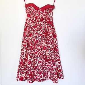 Tara Jarmon strapless floral red & cream dress